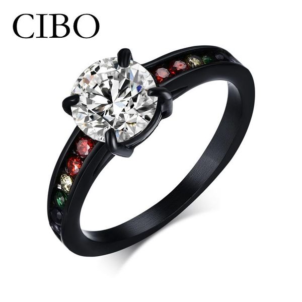 

cluster rings luxury rainbow color crystal ring for women fashion jewelry female party, Golden;silver