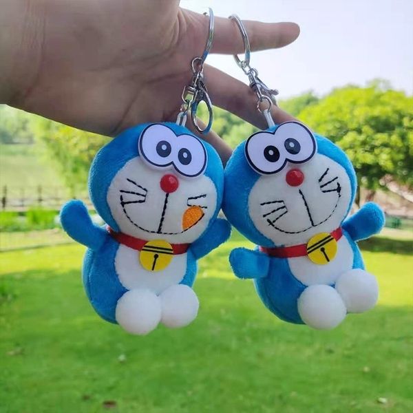 

cute plush jingle key chain schoolbag machine cat couple doll bag pendant doll gift