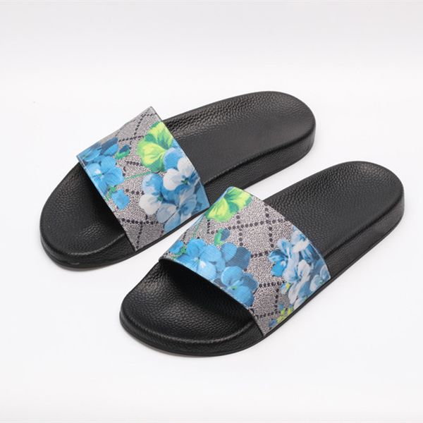 

mens designers slides womens slippers fashion luxurys floral slipper leather rubber flats sandals summer beach shoes loafers gear botto2vz3#, Black