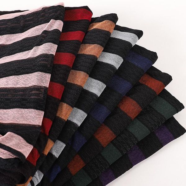 

ethnic clothing fashion striped soft hijab scarf muslim ladies bandana long shawl wrap islamic headscarves foulard bufanda, Red