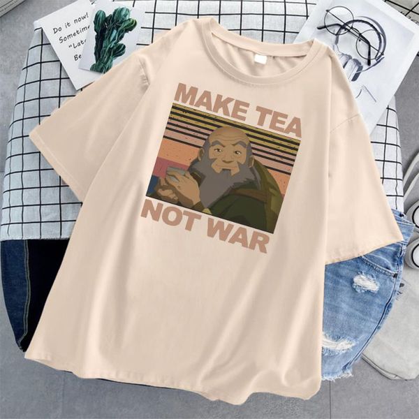 

women's t-shirt make tea not war graphic womens tee shirt hip hop street t harajuku soft o-neck fashion women tshirt summer 2021, White