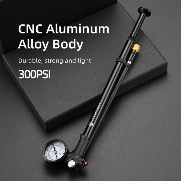 

bike pumps portable high-pressure 300psi air pump with gauge for fork & rear suspension absorber mountain bicycle