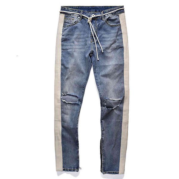 

men's jeans calÃ§a jeans masculina skinny, plissada, de zÃ­per, hip-hop, rasgada, para homens bd8l, Blue