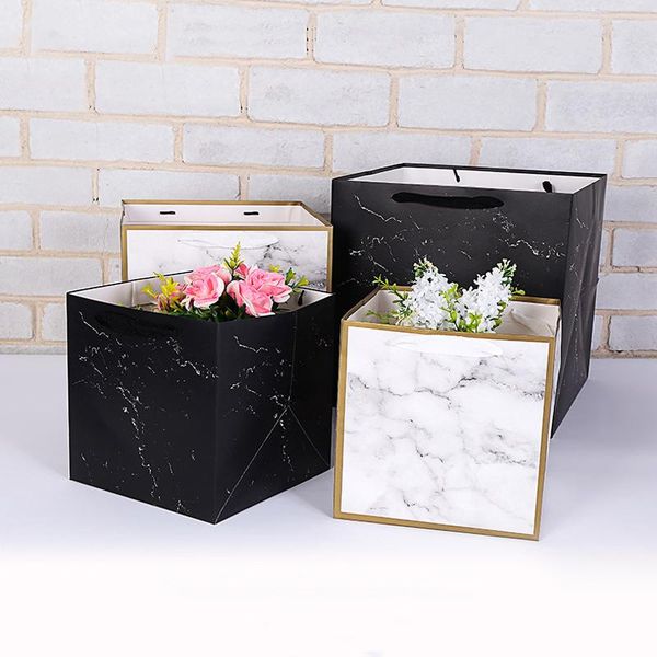 

high-quality square grey black marble gift bag for christmas/wedding/baby shower/birthday party favors packaging box wrap