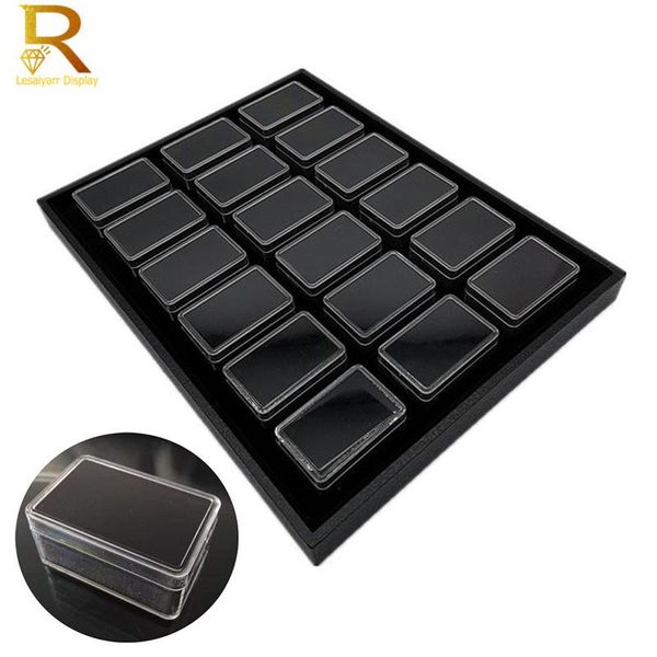 

jewelry pouches, bags large rectangle diamond storage box with tray 18pcs stone gem store show charm beads display organizer case, Pink;blue