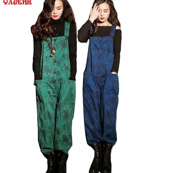 

women's jeans women casual autumn 2021 fashion long print denim pants womens overalls spring, Blue