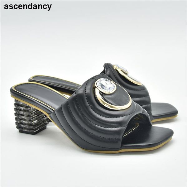 

dress shoes 2021 latest design high heels women wedding nigerian party pumps african sandal luxury, Black