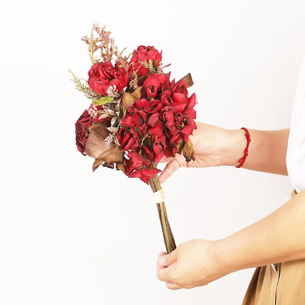 

decorative flowers & wreaths artificial bouquet peony wheat ear flower home livingroom simulation dried decoration floral 20Ã37cm orange 6 h