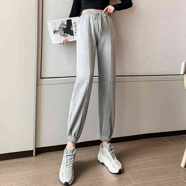 

spring and summer feet harem pants leisure corset sports student capris women's loose thin small 210512, Black;white