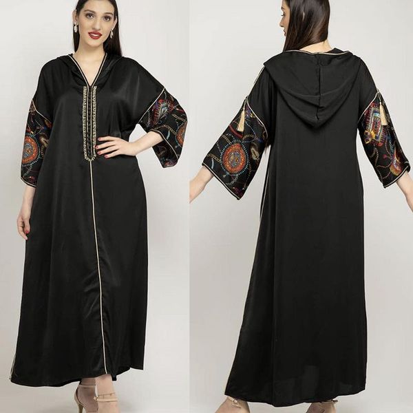 

ethnic clothing ramadan eid hooded satin abaya dubai kaftan muslim dress slam djelaba robe longue femme diamond beading musulman abayas wy37, Red