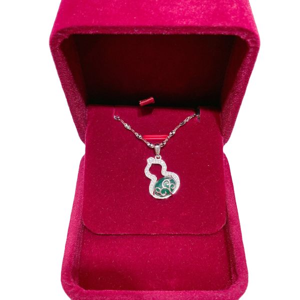 

xianlan144 natural chalcedony gourd small pendant crystal jade pendant agate pendant silver s925 female spline set chain necklace