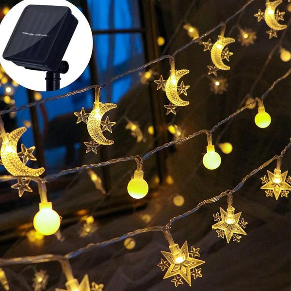 

strings lamp garland moon star solar pation led light outdoor garden street fairy string lights christmas wedding ramadan decoration