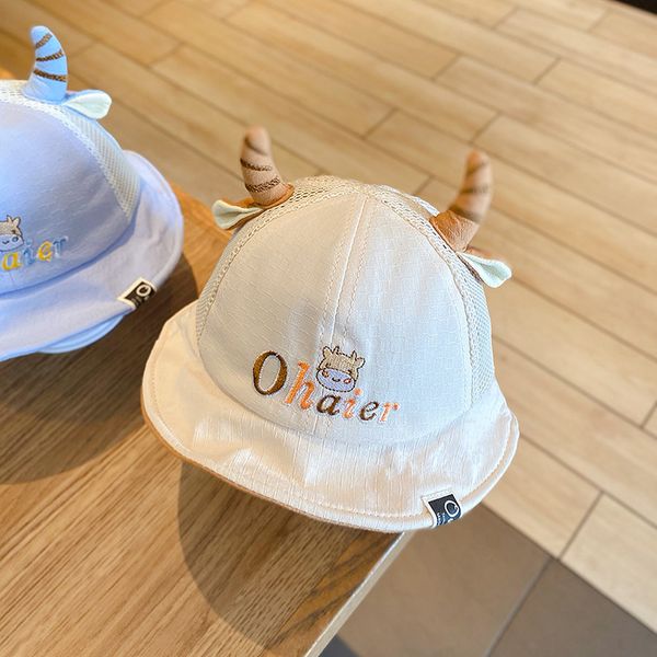 

baby hat summer thin baby sunscreen sunshade lovely boys and girls breathable fisherman children's net hat, Yellow