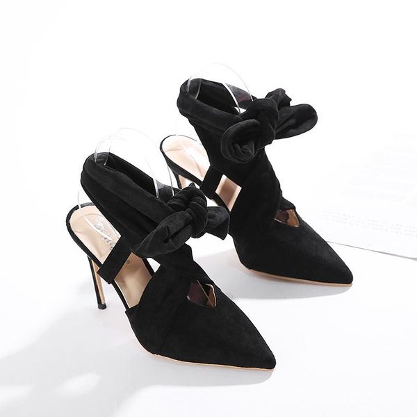 

sandals 2021 fashion simple pointed toe high heels stilettos women, Black