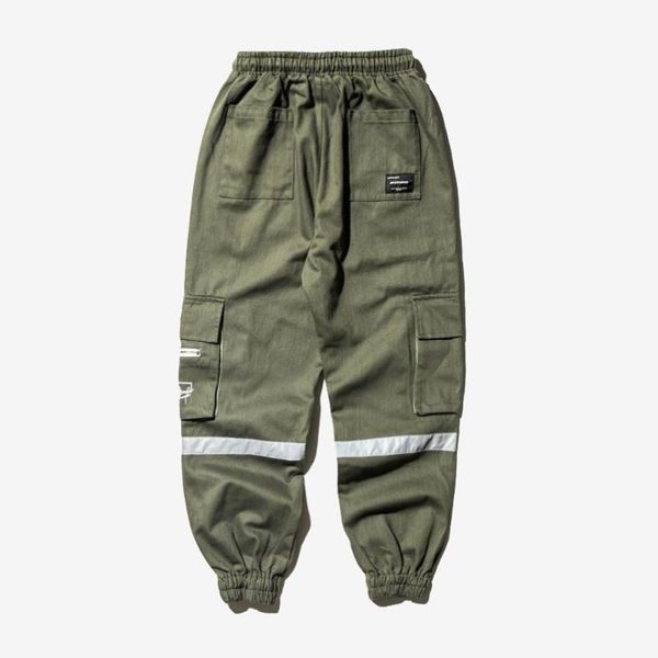 

men's pants overalls streetwear harajuku beam feet trousers jogger multi-pocket tactical track and field autumn, Black