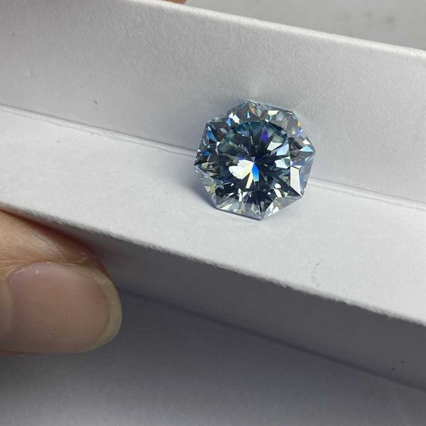

medium size octagon shape 10x10mm 4 carat synthetic moissanite diamond new blue color gemstones for woman ring making h1015, Black