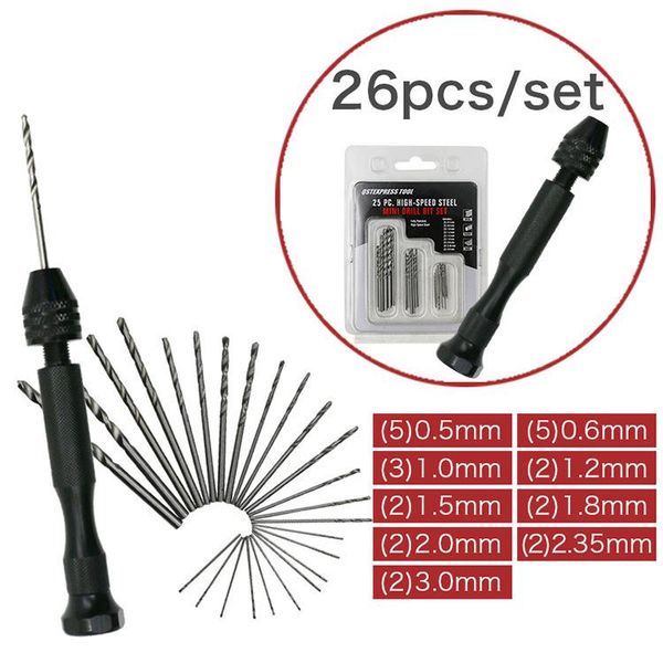 

professional drill bits hand set precision pin vise with 25 pcs mini twist for model,diy,jewelry making,multipurpose rotary tool dril