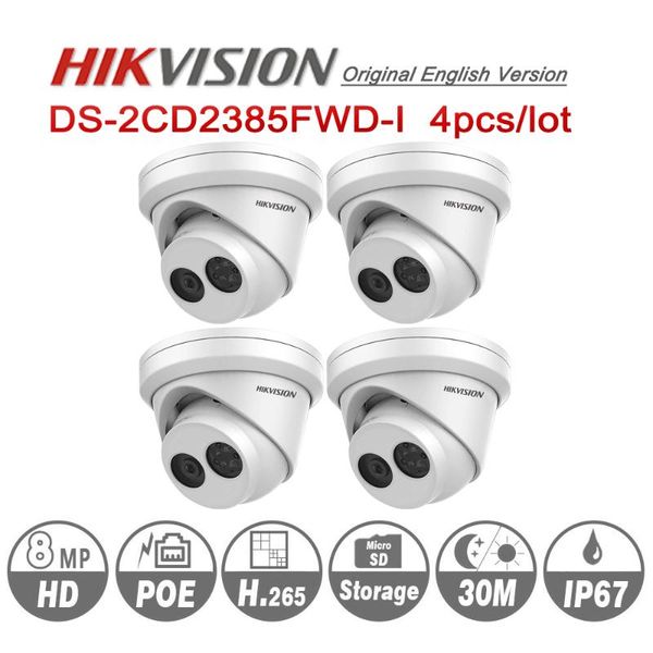 

cameras hikvision original english ip camera ds-2cd2385fwd-i 8mp network cctv h.265 security poe wdr sd card slot 4pcs/lot