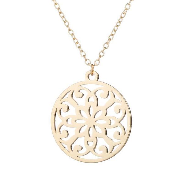 

chains sinogaa vintage stainless steel mandala necklace for women charm choker necklaces chain religious jewelry accesorios mujer, Silver