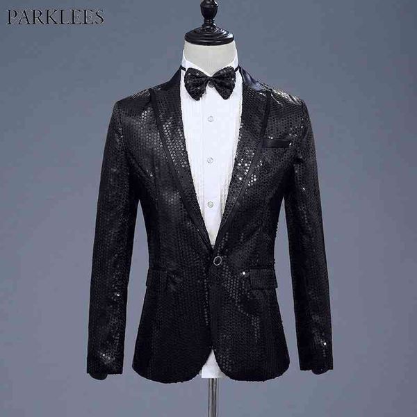 

mens one button black sequin glitter embellished dress blazers nightclub dj promsuit jacket men stage singers blazer masculino 210522, White;black