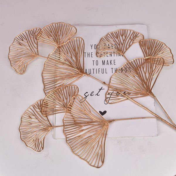 

decorative flowers & wreaths simulation fan leaf net pattern 3 fork golden ginkgo flower concentric blessing bucket wedding decoration