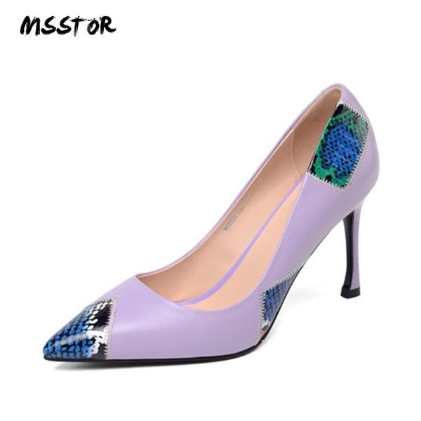 

mixed colors heels shoes elegant autumn spring pointed toe shallow black party dress women thin ladies pumps