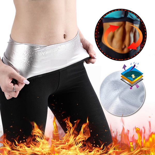 

high waist women sauna yoga sweatpants slimming body shapers sport leggings fitness stretch lose weight trainer tights trousers, Black