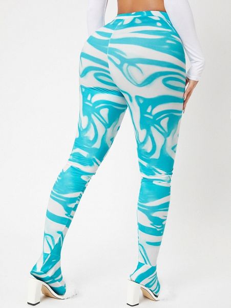 

sxy high waisted marble print leggings 52cr#, Black