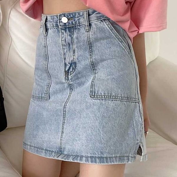 

fashion skirts dark blue denim for spring 2021, Black