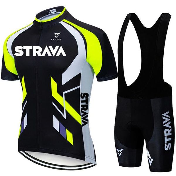 

racing sets summer pro strava cycling jersey set 2021 mountain bike clothing men's sports bicycle clothes, Black;blue