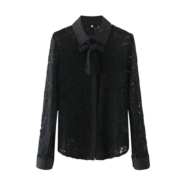 

elegant women black hollow out shirts fashion ladies floral lace sweet female chic slim turn down collar shirt 210430, White