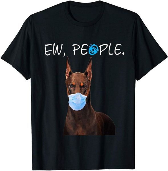

doberman pinscher dog ew dog people dog wearing a face mask t-shirt size m-5xl, White;black
