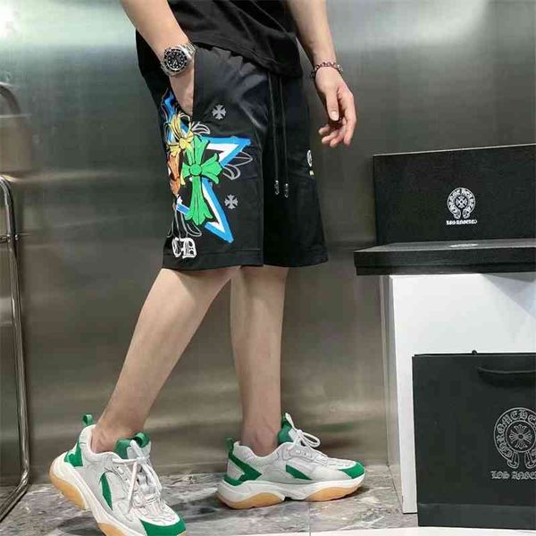 

65% off outlet online store 2021 spring and summer new couple's heavy industry h painted cross quick drying casual shorts for men women, White;black