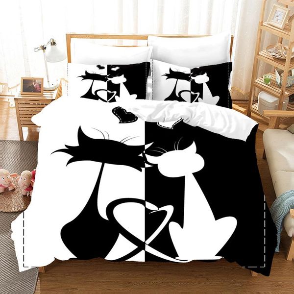 

bedding sets cartoon cat set for kids children girls baby black and white quilt duvet cover pillowcase simple comforter