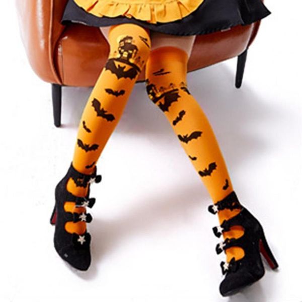 

socks & hosiery thigh high witch pattern over-knee length bat long, Black;white