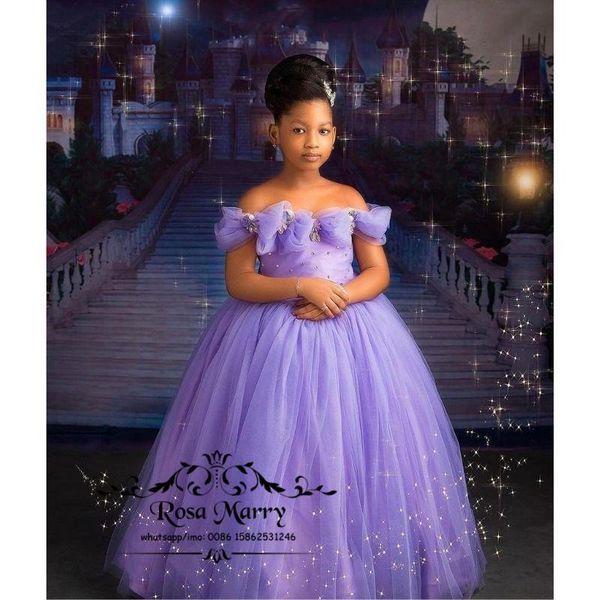 

girl's dresses princess purple girls pageant 2021 off shoulder crystals 3d floral toddler infant first communion birthday prom gowns, Red;yellow