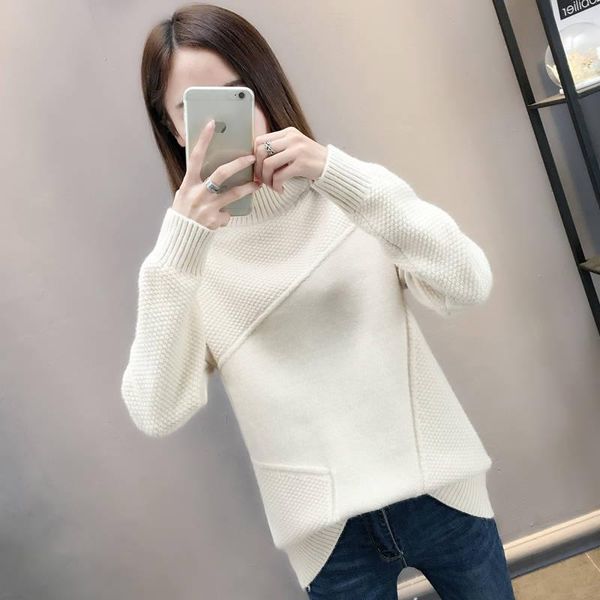 

women's sweaters style korean knitwear with / without fleece, White;black