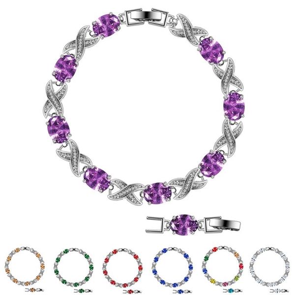 

charm bracelets fashion for women multicolor oval zirconia bracelet luxury female wedding jewelry classic bangle accessories trend, Golden;silver