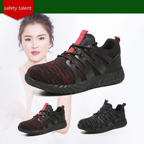 

boots 2021 steel toe men safety shoes work sneakers women plus size 37-48 breathable outdoor shoe direct sales, Black