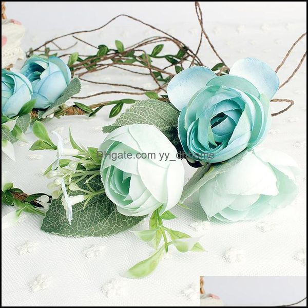 

wedding hair jewelry rosa flower wreath bridal artificial head tiara crown for floral headband woman accessories drop delivery 2021 zydgr, Slivery;golden