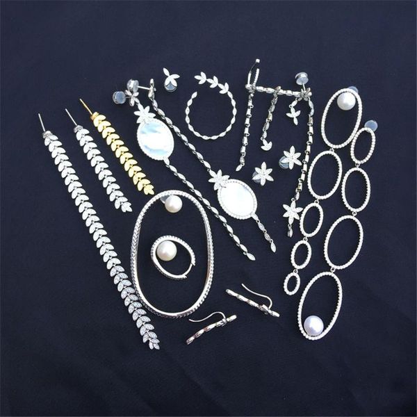 

stud morocc silver s925 leaf natural mother of pearl earrings women's small wreath olive, Golden;silver