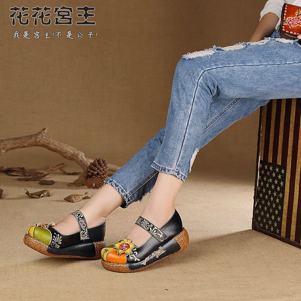 

sandal 2021 flower women's shoe ventilation nation genuine, Black