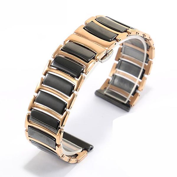 

watch bands high-end ceramic steel strap black/white phnom penh 20mm 22mm for samsung galaxy/huawei 46mm s3 frontier/classic watchband, Black;brown