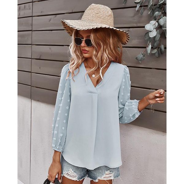 

women's blouses & shirts fashion womens long sleeve polka dot elegant white ol chiffon shirt ladies femme blusa feminina streetwear