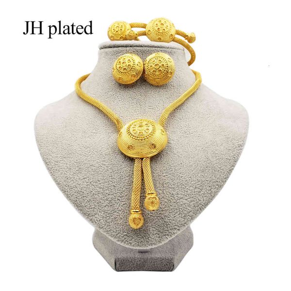 

jewelry sets dubai gold for women ethiopia african bridal wedding gifts saudi arab necklace bracelet earrings ring set jewellery, Black