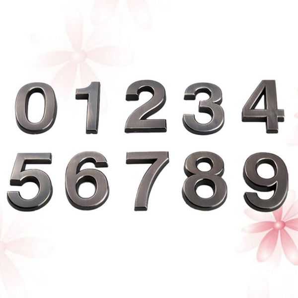 

10pcs stereoscopic metal number modern plaque house el door address digits sticker plate sign(0-9,one for each number) other hardware