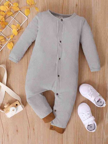 

baby button front contrast trim jumpsuit she, Blue