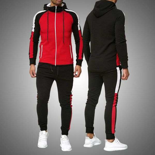 

men's tracksuits 2021 streetwear men tracksuit casual sets spring autumn hoodie+pants sportswear plus size 2 pieces set mens clothing 5, Gray