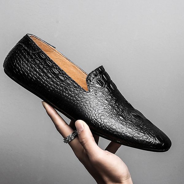

new black men loafers shoes luxury genuine leather slip-on moccasins casual men shoes fashion loafers mens flats driving shoes