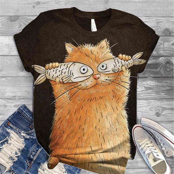 

women's t-shirt 2022 summer cartoon print short sleeve v-neck women's loose t-shirt, White